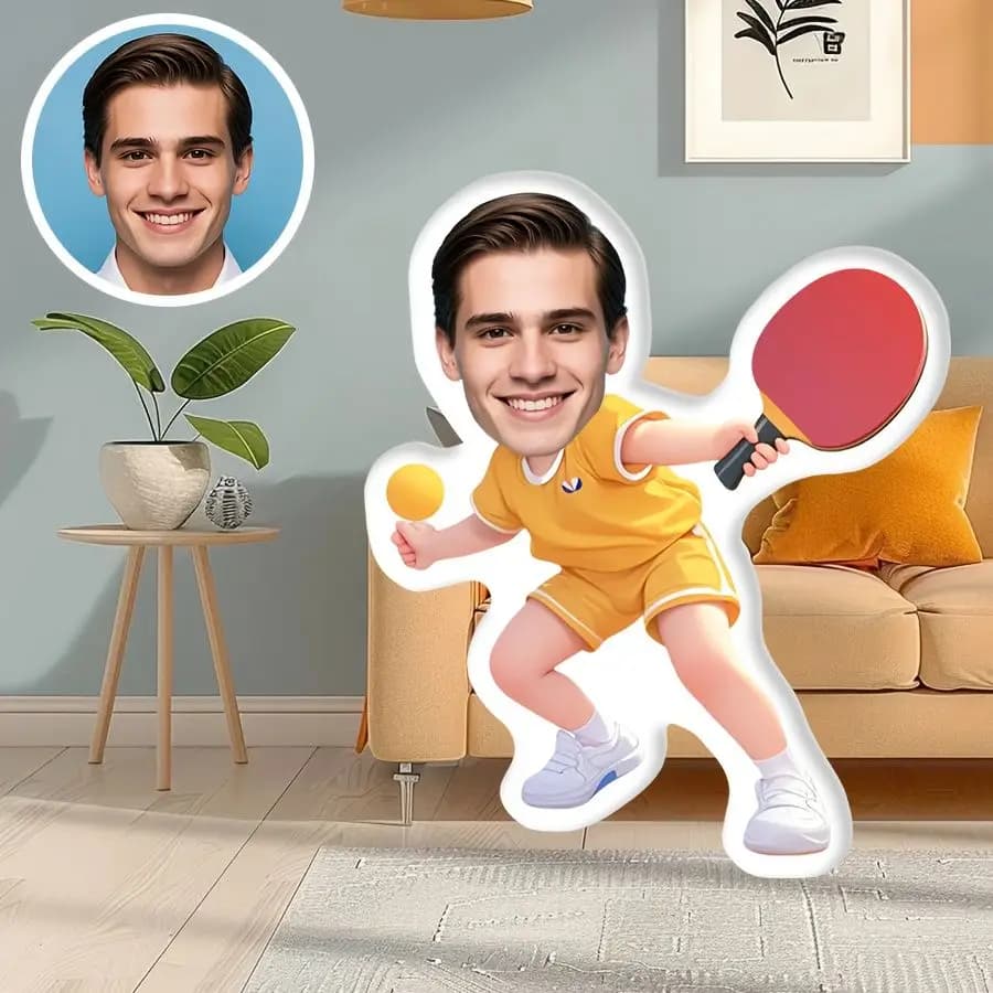Cuscino creativo personalizzabile per ping pong - Cuscino personalizzato con foto personalizzate, ideale per compleanno, San Valentino, Halloween