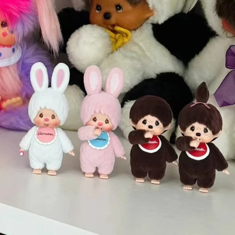 Available Mengqiqi Rabbit Dressing Doll Handmade blind box Kawaii Flocking Action Figures Cute Desktop Decoration Surprise Gifts