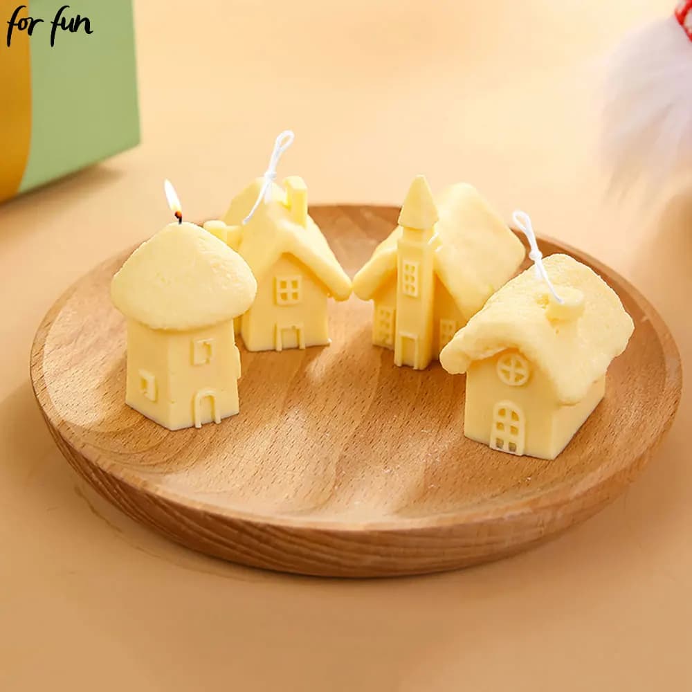 Stampo in Silicone per Candele a Forma di Piccola Casa 3D, Stampo Fai-da-Te per Candele Aromaterapiche, Decorazioni per la Casa, Ornamenti, Stampo per Torte
