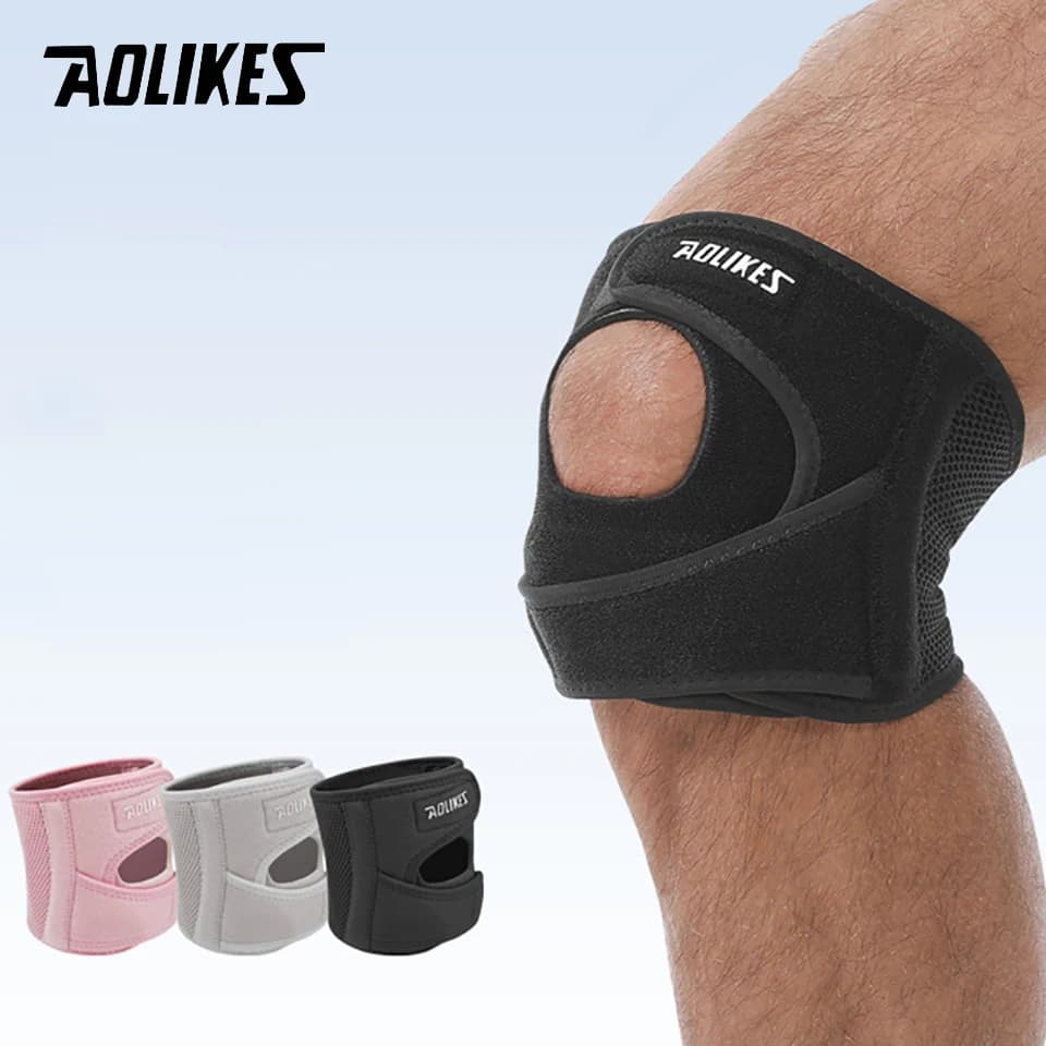 AOLIKES Supporto per Ginocchio con Fascia Rotulea, Sollievo dal Dolore al Ginocchio, Fascia Regolabile per Saltatori, Tennis, Corsa e Recupero da Infortuni