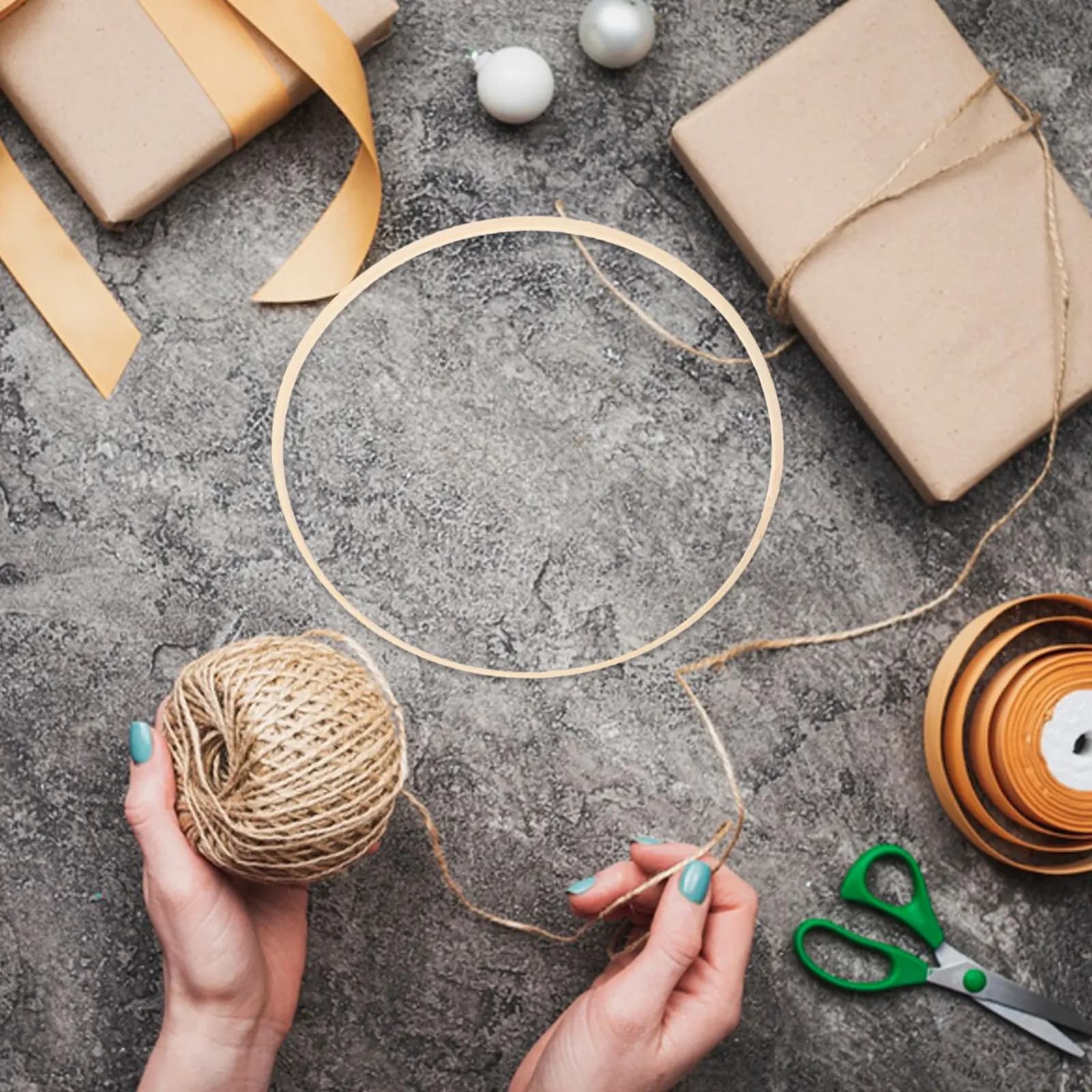 Bamboo Dream Catcher Circle Hoop Craft Kit for DIY Wreaths Garlands Wall Hangings Birthday Christmas Party Room Decor