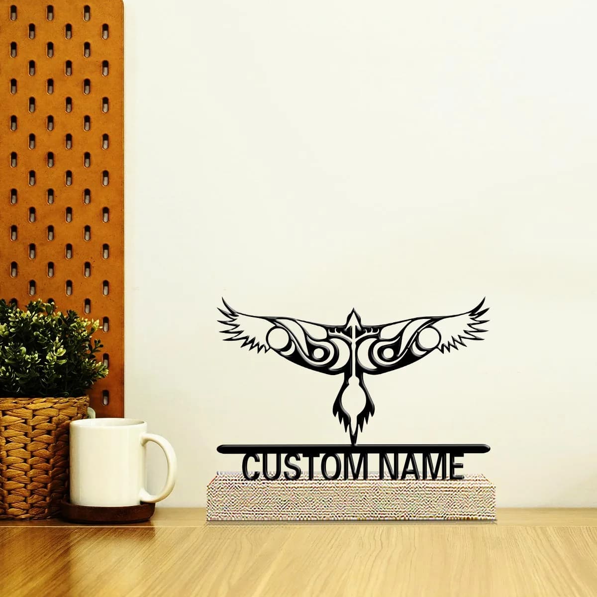 1pc Interesting Desktop Metal Statues Customizable Content Equipped with A Wooden Base Holiday Gifts for Family and Friends