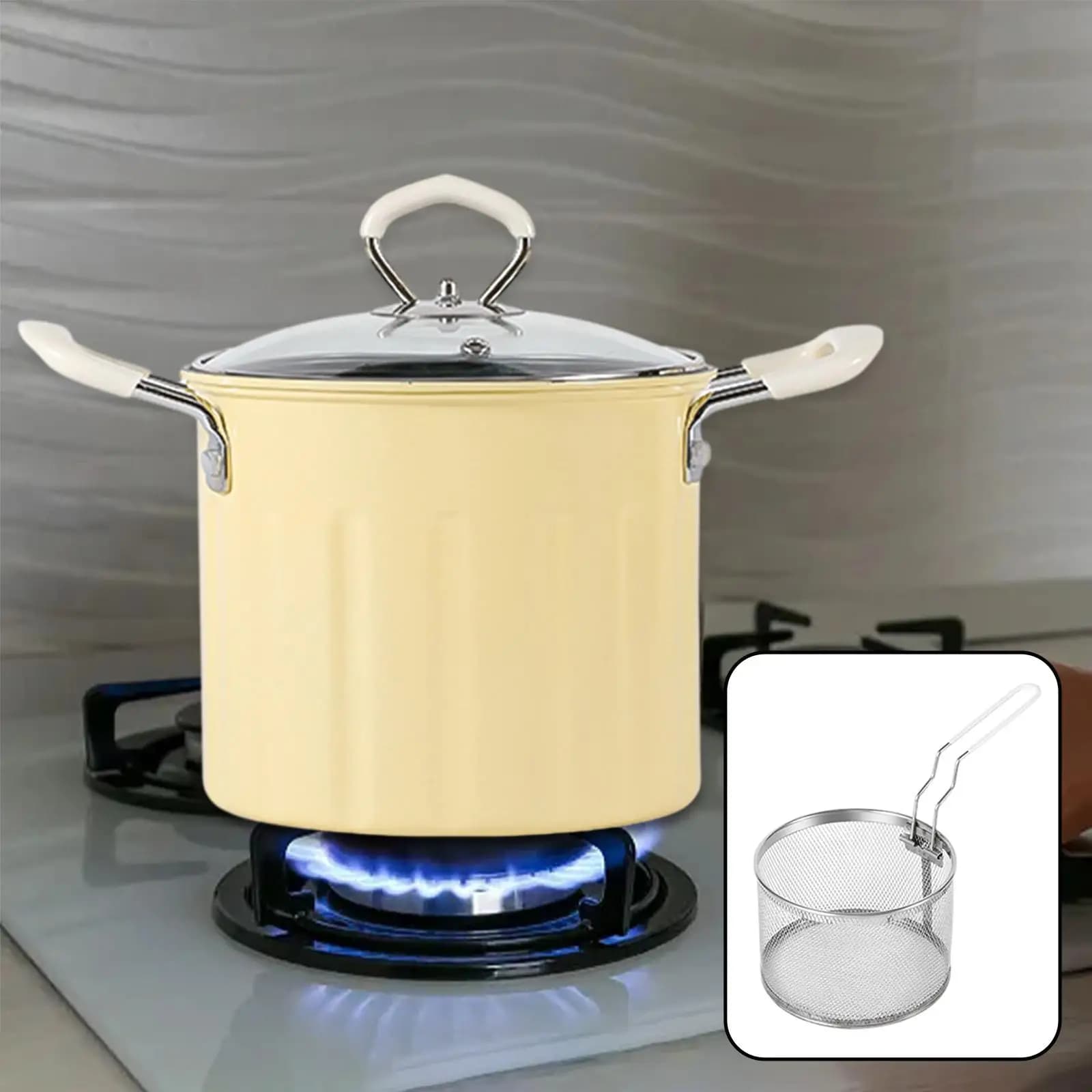 Deep Frying Pot with Lids Japanese Frying Pot Deep Fryers Frying Pot for Home Restaurant Frying Outdoor Chicken