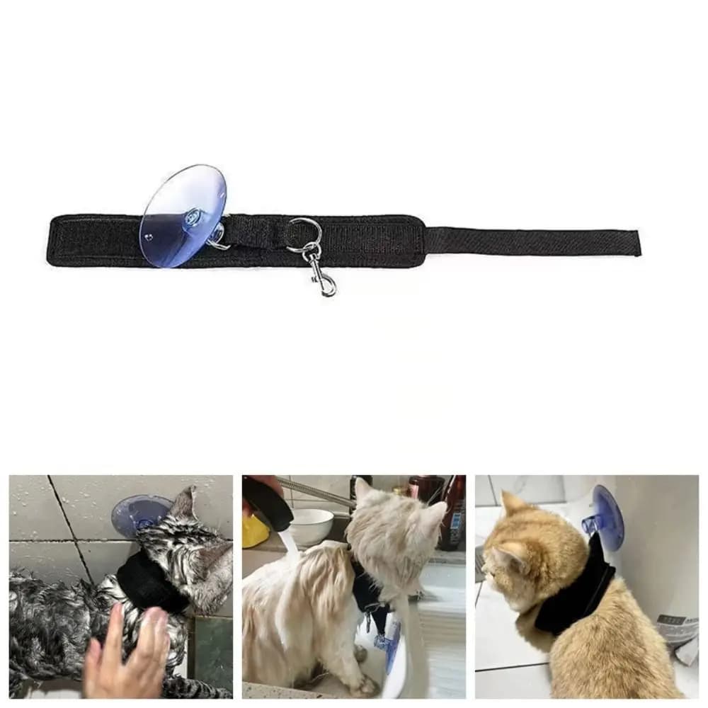 Collare Portatile per il Bagno dei Gatti, Guinzaglio Regolabile in Nylon, Cinghie per la Doccia dei Cuccioli, Corda Fissaggio Durevole con Ventosa per la Toelettatura dei Cani