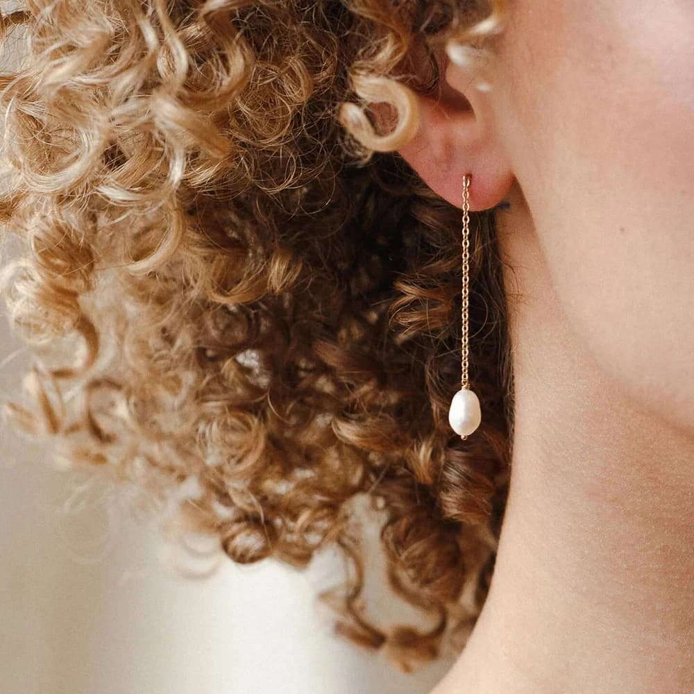 Trendy Long Ear Drop for Woman Freshwater Pearl Wedding Stainless Steel Chain Pendant Earrings Female Fashion Jewelry Wholesale