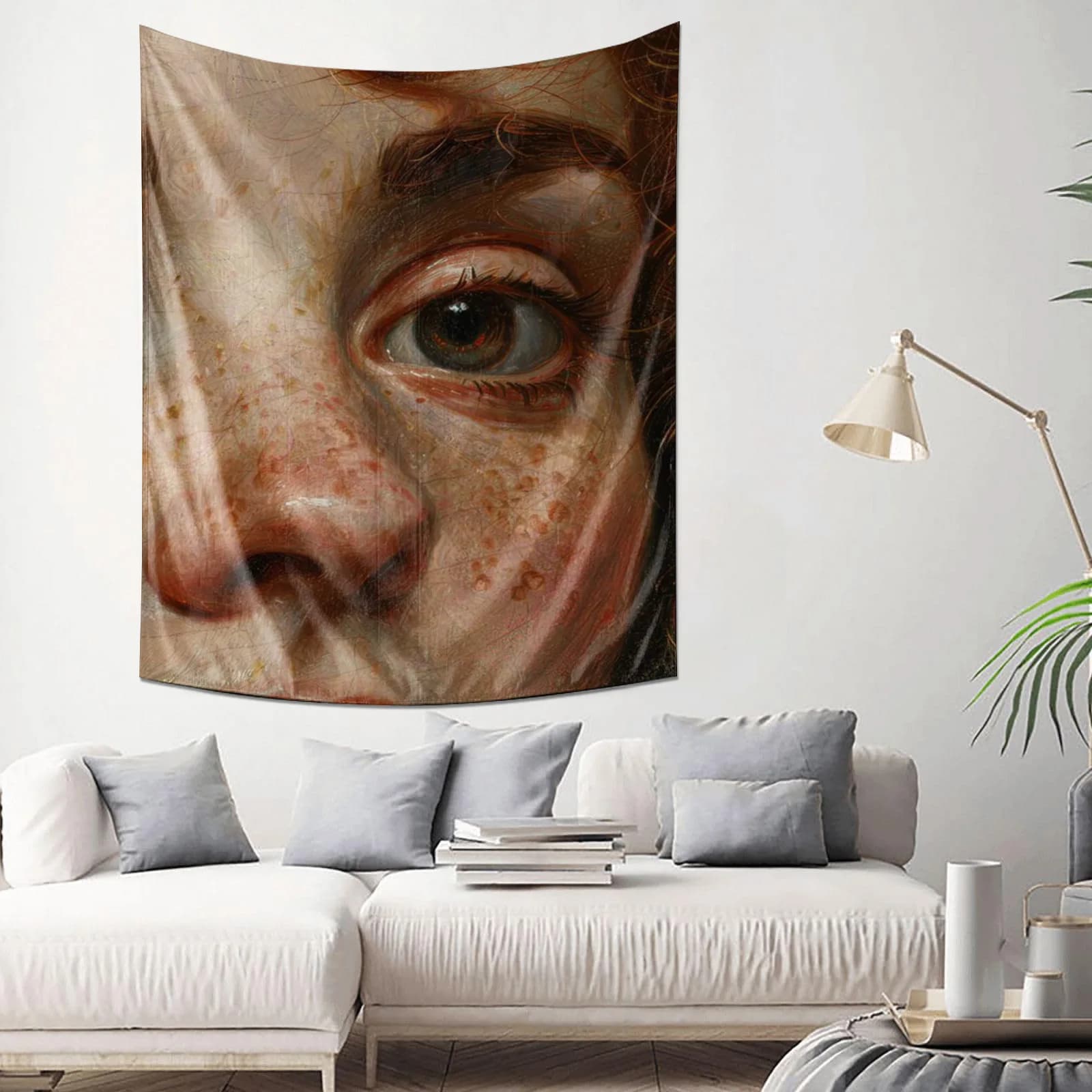 "Wall Decor Drapery Art – Extra Large Close-up Eye Portrait Tapestry, Modern Minimalist Tapestry"