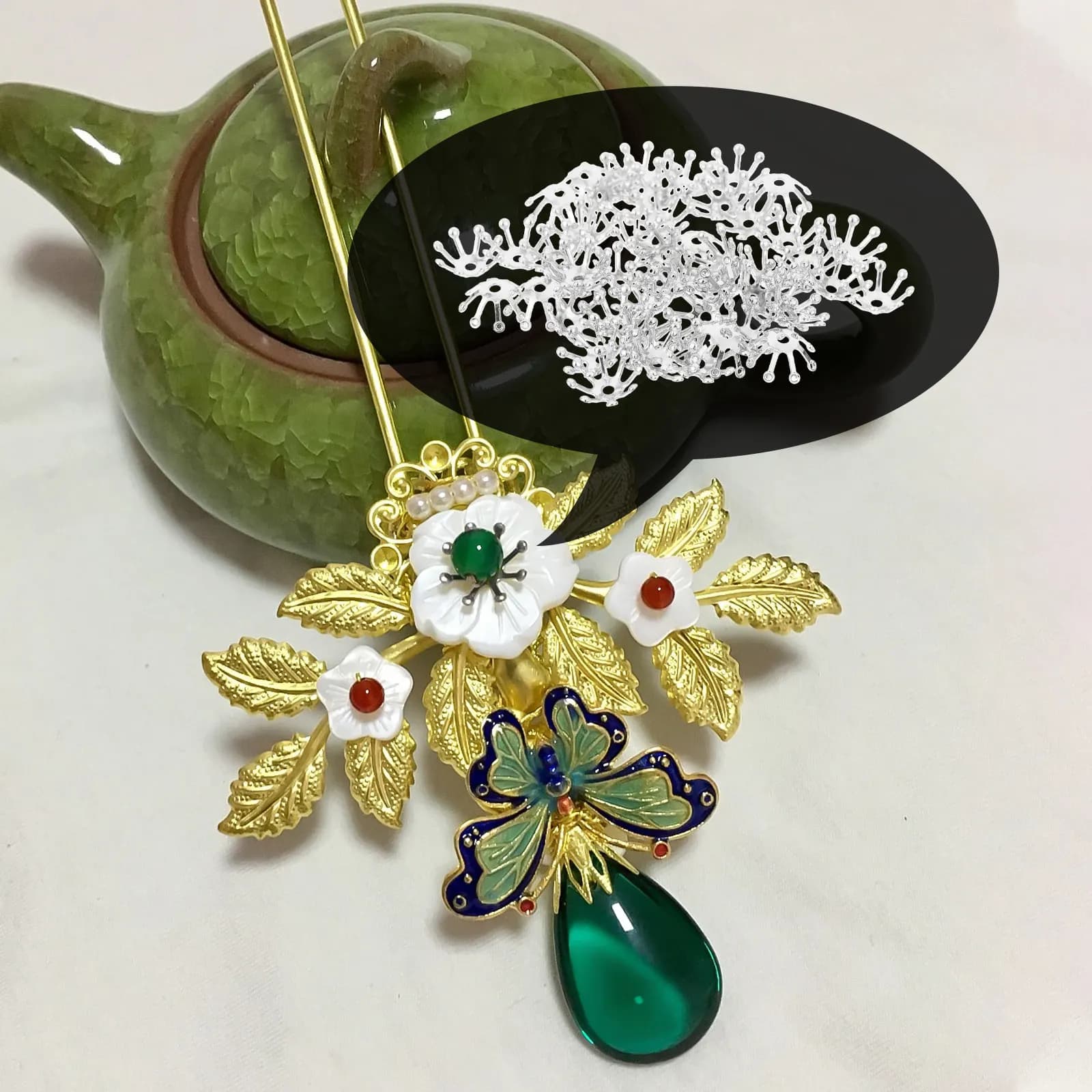 50Pcs Chic Flower Bud Shaped DIY Hair Clip Accessories High Grade Copper Headdress DIY Material Jewelry Making Supply