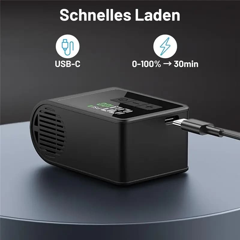 A99I-Mini Electric Bike Pump,120 PSI, Charge Function, Auto Shut-Off, Built-In Pressure Gauge LED Light For Road Bikes