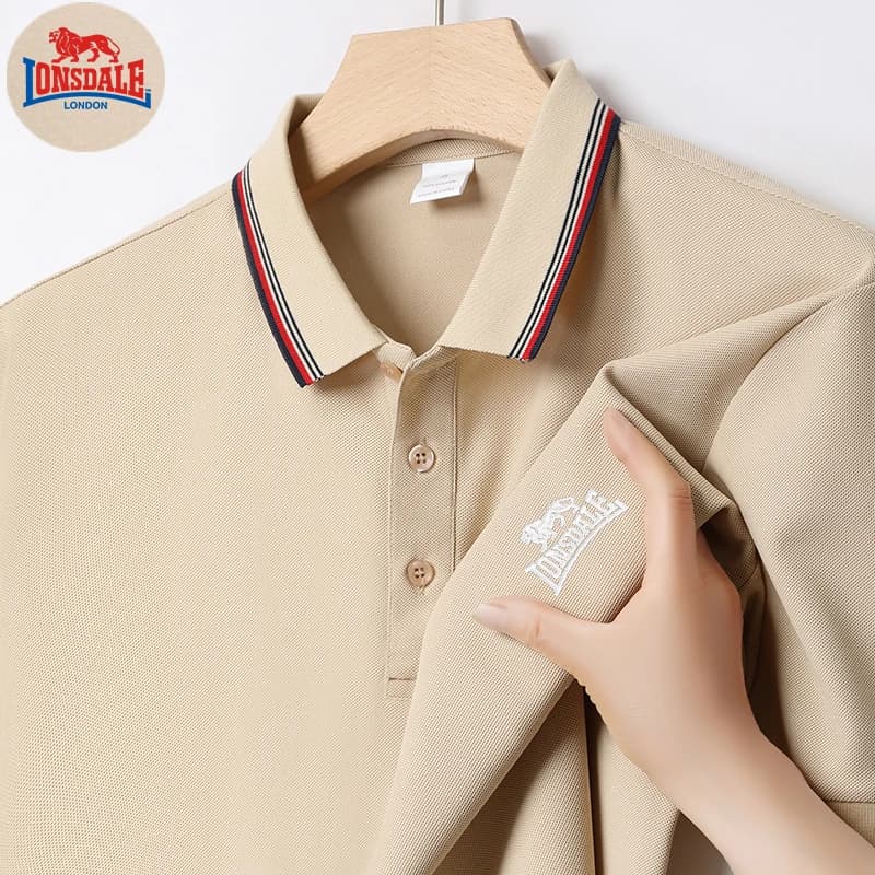 Nuova Polo Estiva LONSDALE da Uomo con Ricami, Manica Corta, Design alla Moda, Top da Golf, T-shirt Casual per Uomo