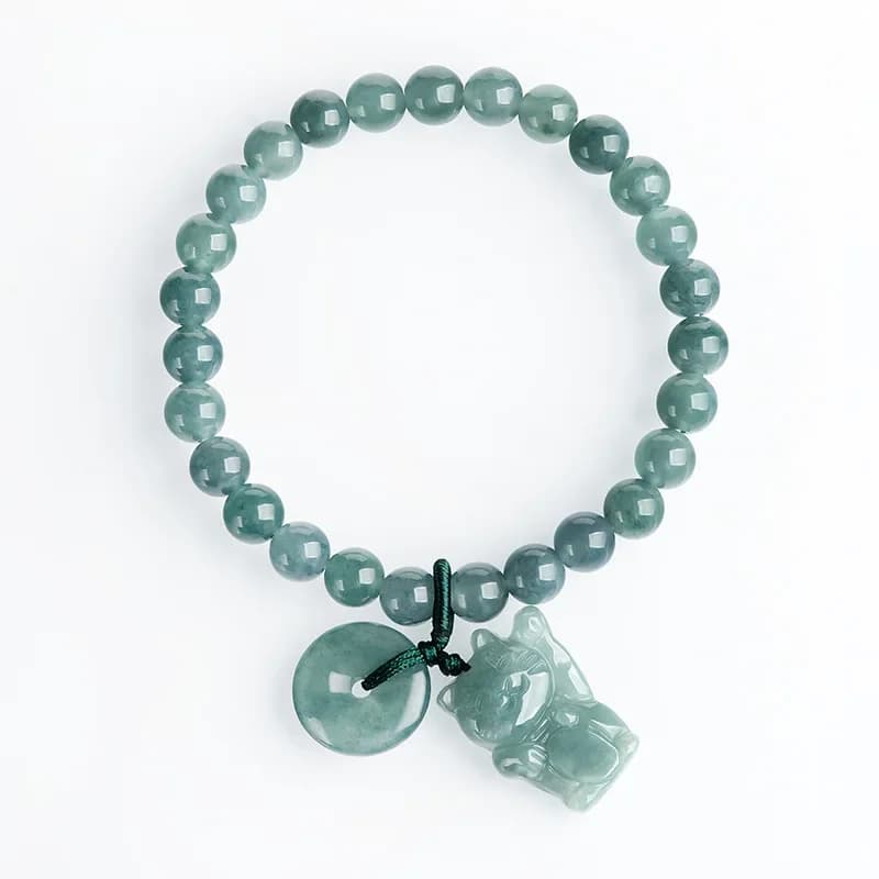 Birmano giadeite Fortune Cat buckle bracciale Jade Talismans Natural Blue Women Accessorie Designer di gioielli di lusso di moda cinese
