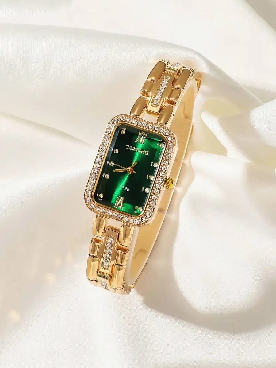 1pc New Arrivals Square Dial Women Watch, Elegant Fashionable Style With Roman Numerals And Rhinestone, Suitable For