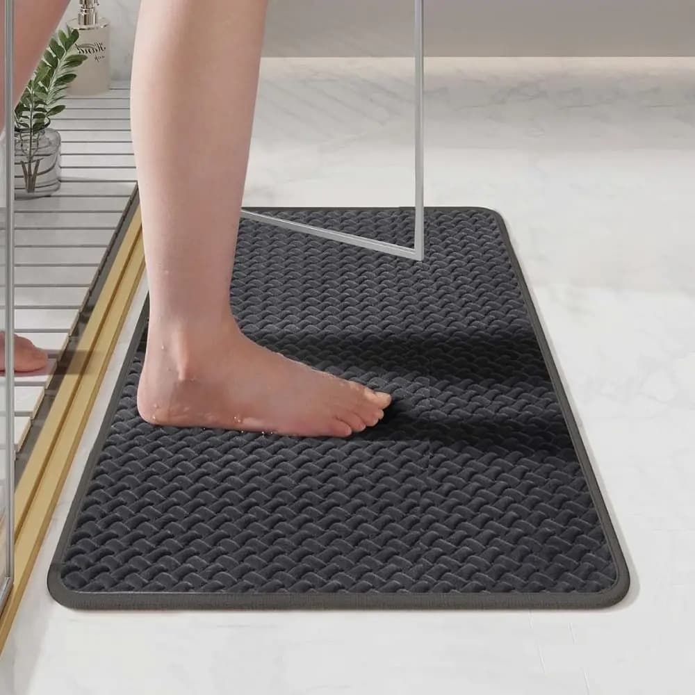 Tappetino da Bagno Antiscivolo Durevole con Texture Intrecciata, Asciugatura Rapida, Assorbente, Spesso e Lavabile, Tappeto per Porta e Cucina