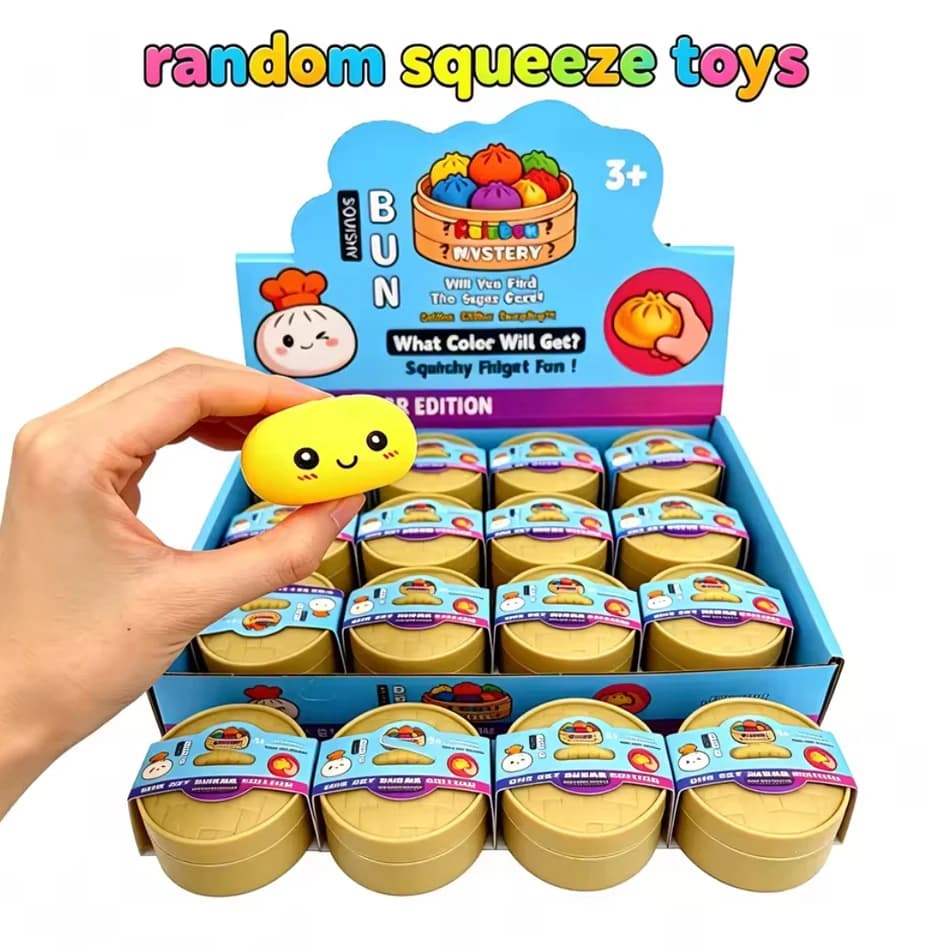 Hot 2026 Random 1-6pcs Blind Box Colorful Simulated Steamed Bun Squishy with Box Dumplings Sensory Squeeze Toy for Stress Relief