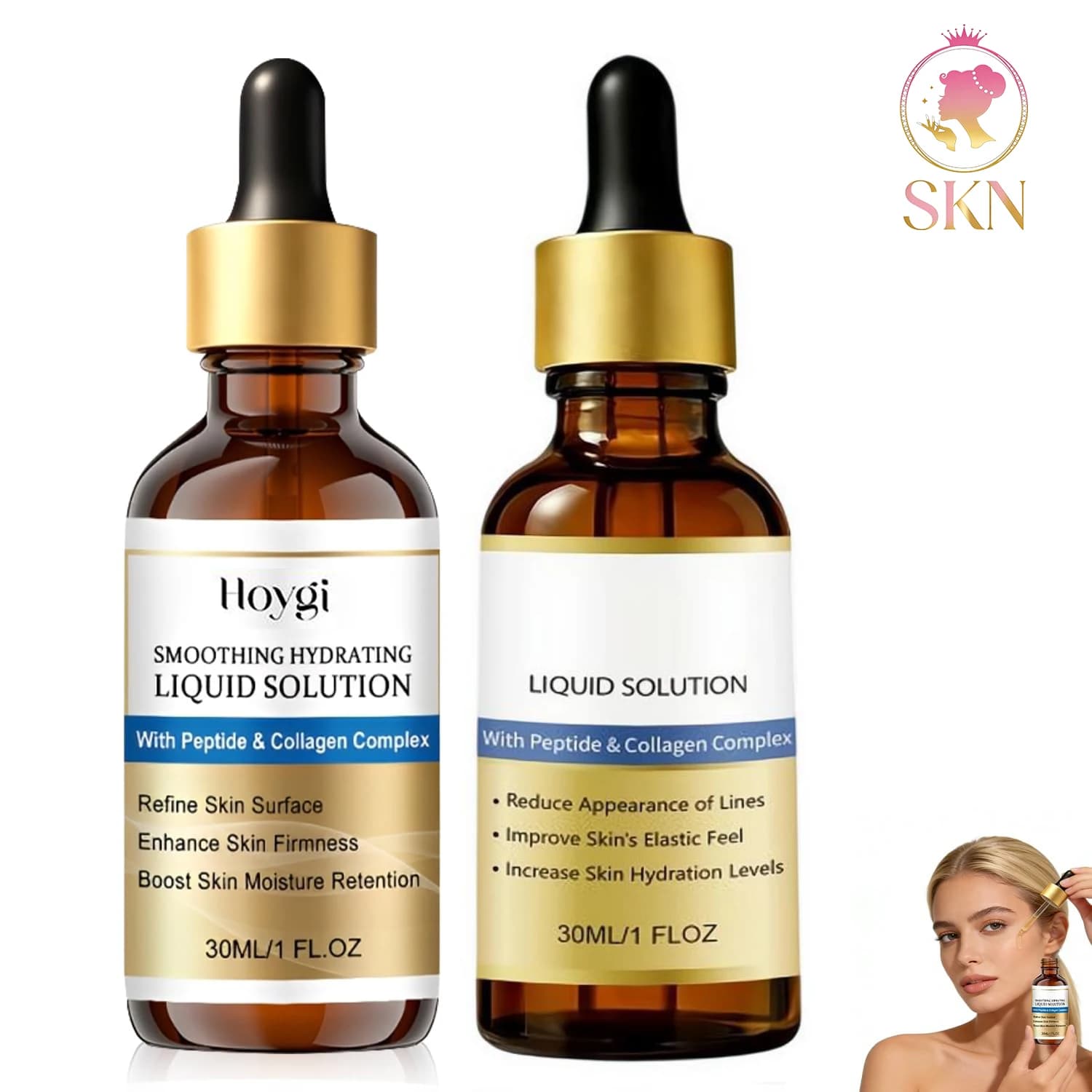 Siero Liquido Lifting Viso con Peptidi e Collagene, Idratante, Rassodante, Levigante, Riduce le Rughe Sottili