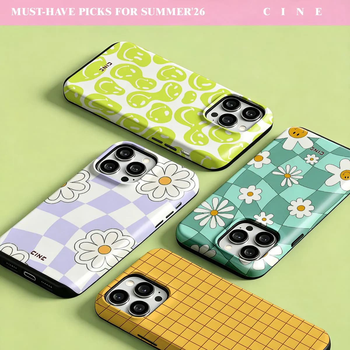 Warm Yellow Tiny Tile Phone Case for iPhone 18 17 16 15 14 13 12 Pro Max Plus Air Magnetic Double-layer Back Cover