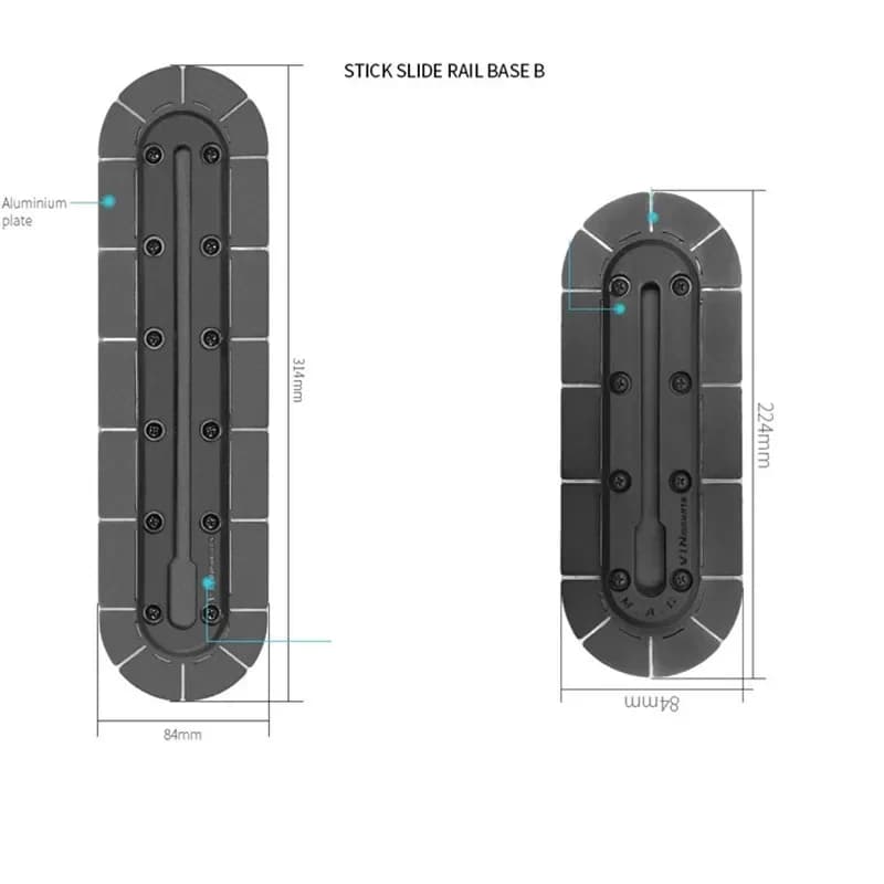 Support for rail bracket with adhesive tape base, slider monitor for car truck, camera for gopro, ships, fishing boats, kayak