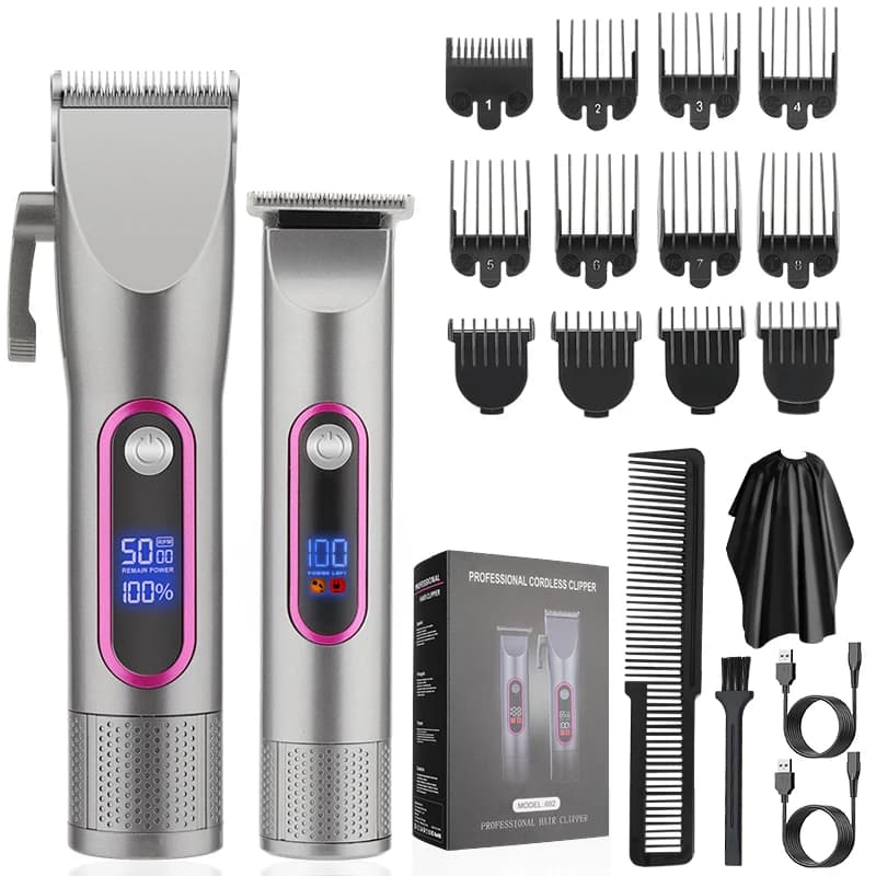 RESUXI 682 LCD Digital Display Haircut Set Professional Electric Haircuts Oil Head Cutout for Men