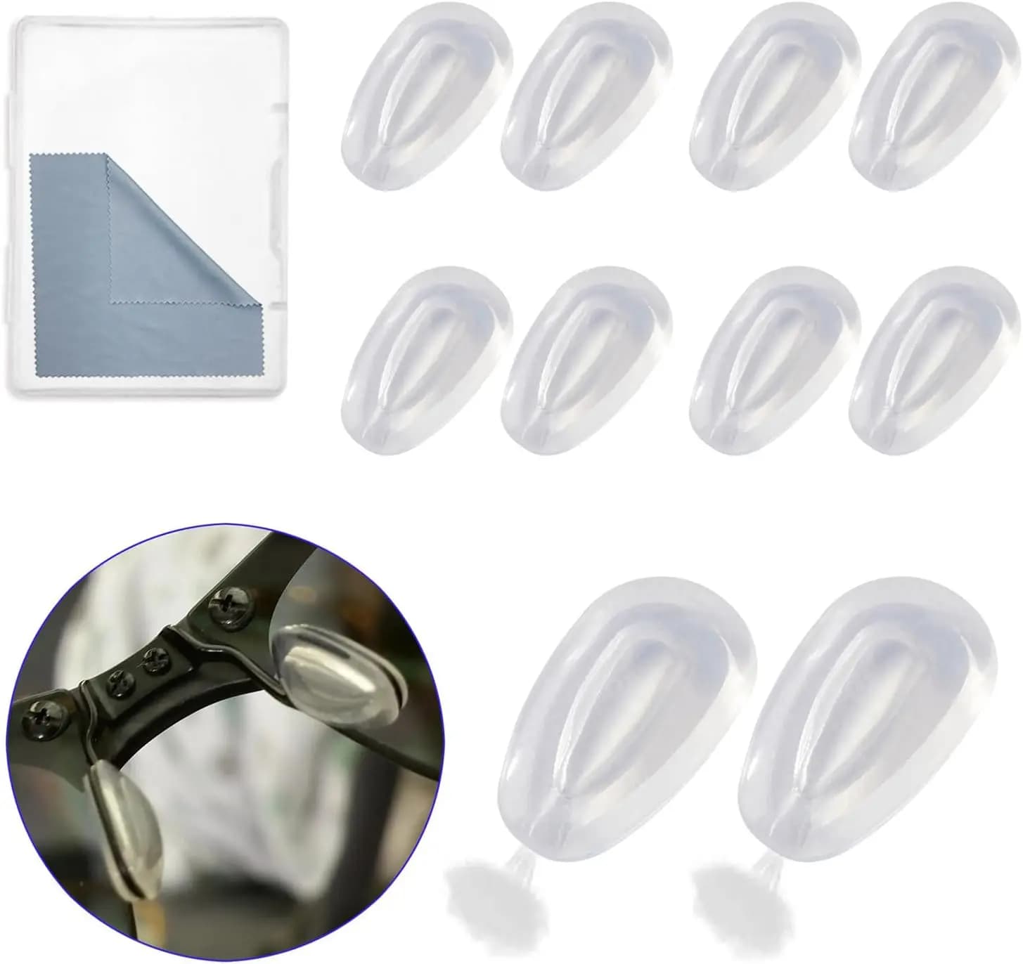 5 paia di cuscinetti nasali in silicone per occhiali, ricambio morbido a pressione per occhiali da sole, trasparenti