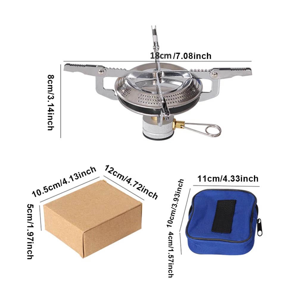 Portable Gas Stove for Camping with Transport Bag, Light and Adjustable Ring Head for Picnic and Barbecue