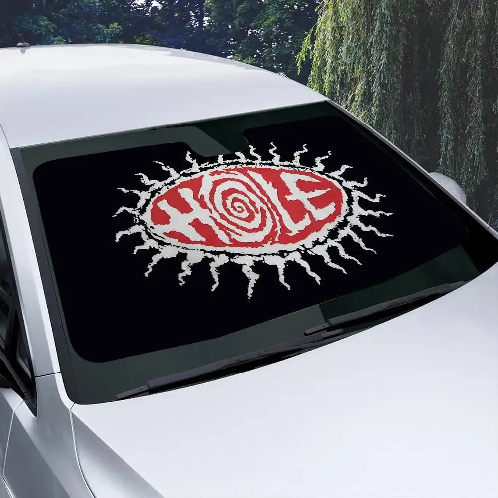 Parasole per Auto con Foro a H, Protezione per Parabrezza e Finestrini, Copertura Protettiva Interna per Camion e SUV, Stile Rock Alternativo Classico