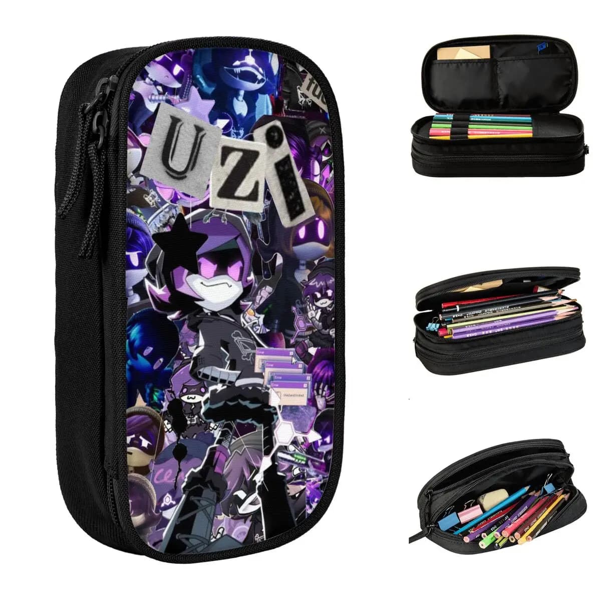 Large-capacity Pencil Pouch Uzi Murder Drones School Accessories Double Layer Pencil Case Stationery Girl Make Up Bag Gift