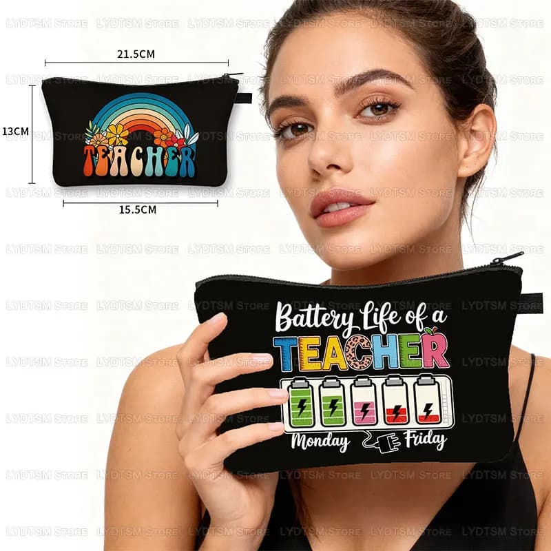 Teachers Plant Seeds Print Cosmetic Case Vintage Wild Flower Women Makeup Bag Large Capacity Zipper Pouch Ladies Cosmetic Bags