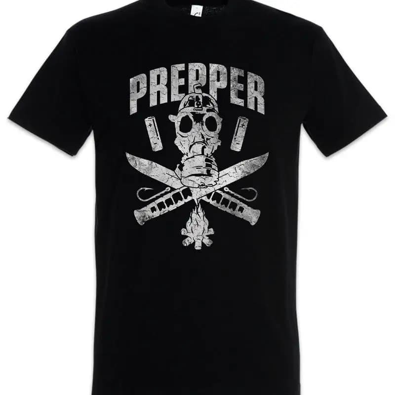 Maglietta con logo Prepper Prepping Survival End Times Apocalypse Zombie Outdoor