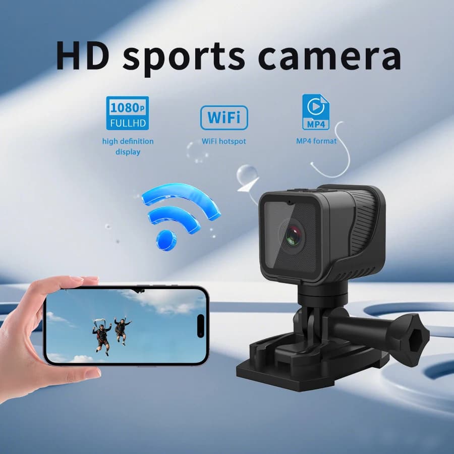 Action Camera WiFi 1080P Mini con Rotazione a 360° per Sport ° Supporto regolabile per casco da bici per sport all'aria aperta