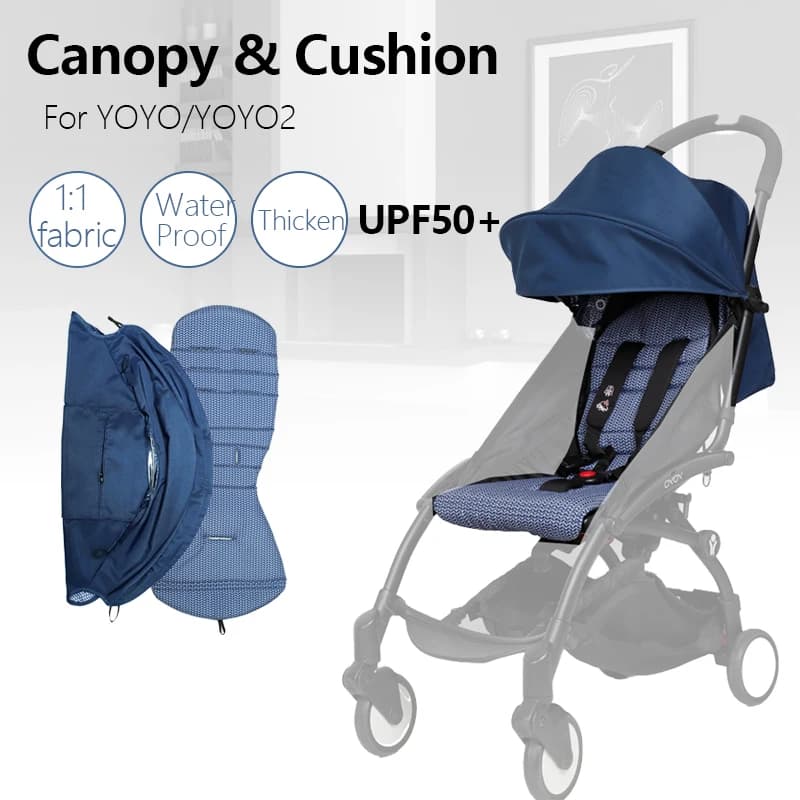 Accessori per passeggino 6+ Cappuccio e materasso per YOYO2/YOYO + Copertura per baldacchino Cuscino Addensare Tessuto Sostituzione Parasole Materiale 1:1