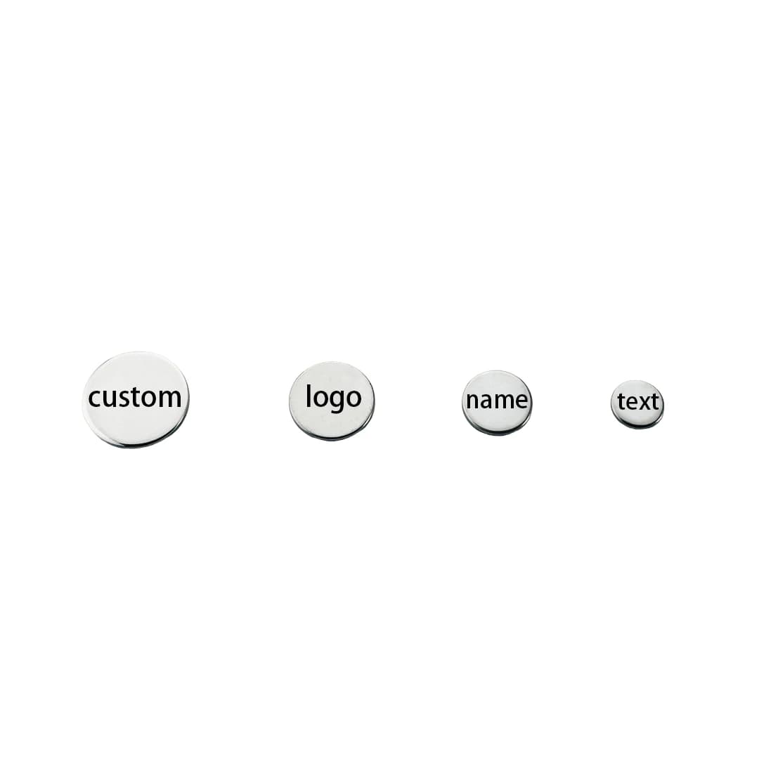 20/50pcs Labels with logo laser engraved stainless steel 6/8/10/12mm Without hole Round band Custom pendants Label with name for jewelry creation