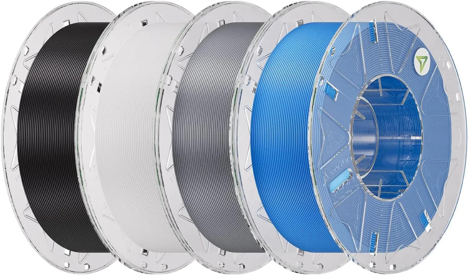 Confezione di Filamenti PLA da 4KG, 1.75mm, Alta Velocità 30-600mm/s, Stampa Intelligente RFID, Nero, Bianco, Grigio e Blu
