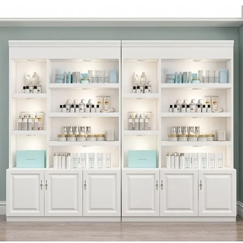 European Style Cosmetics Display Cabinet Nail Shop Skin Care Storage Shelf Beauty Salon Product Showcase Organizer Rack