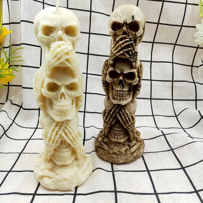 Stampo in Silicone 3D a Forma di Teschio e Zucca per Candele, Ideale per Decorazioni di Halloween, Creazione di Gesso e Resina, Ottimo per Idee Regalo