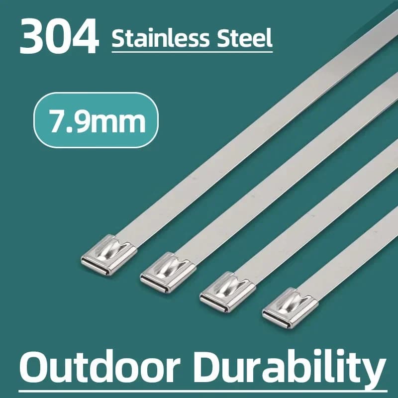 100 pz cavo metallico in acciaio inox Ties7.9mm 100-1000mm chiusura di scarico in metallo Zip-scarico fascette di bloccaggio multifunzionali