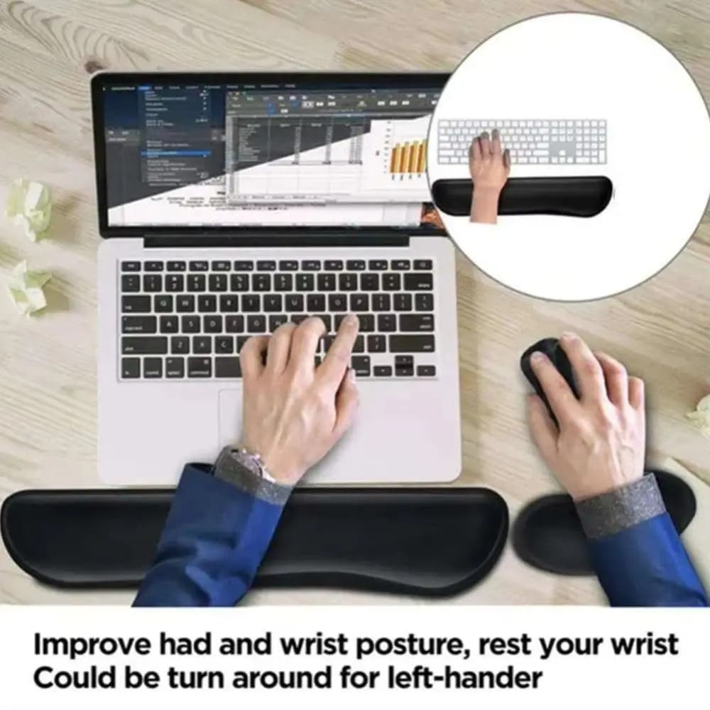 Poggiapolsi per Tastiera in Memory Foam Antiscivolo, Tappetino Mouse per Alleviare il Dolore, Poggiapolsi in Fibra Superfine per Tastiera