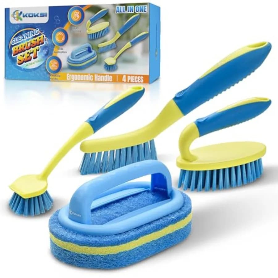 Scrub Brush Set for Bathroom Kitchen Bathtub Toilet Deep Cleaning Brush Tools All Purpose Cleaner Sponge Scrubbing Brushes with