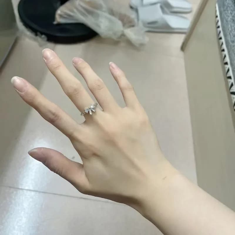 Eleganti Anelli Y2K con Fiocco per Donne, Anelli con Zirconi a Forma di Fiore, Regolabili, Design Raffinato, Gioielli per Matrimoni e Feste, Idee Regalo