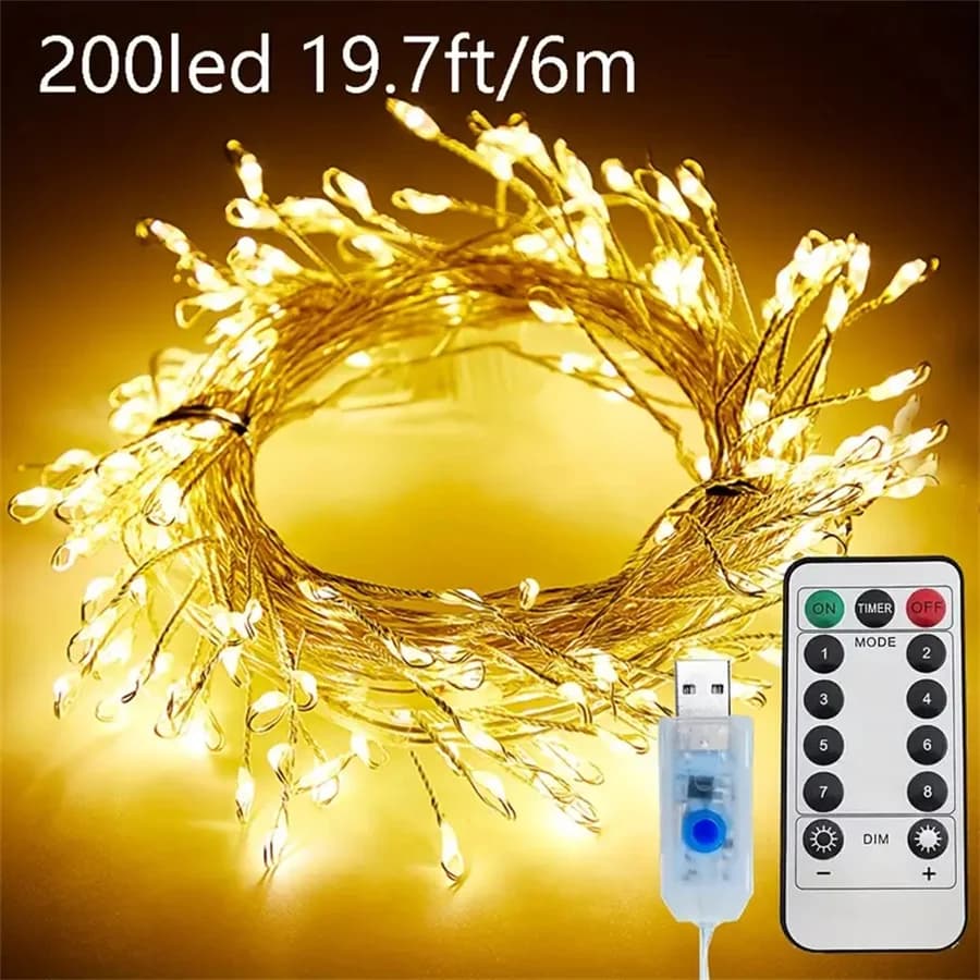 3M/6M/9M/12M filo di rame petardo stringa di luce telecomando USB plug-in romantico scatola regalo creativa luce decorativa