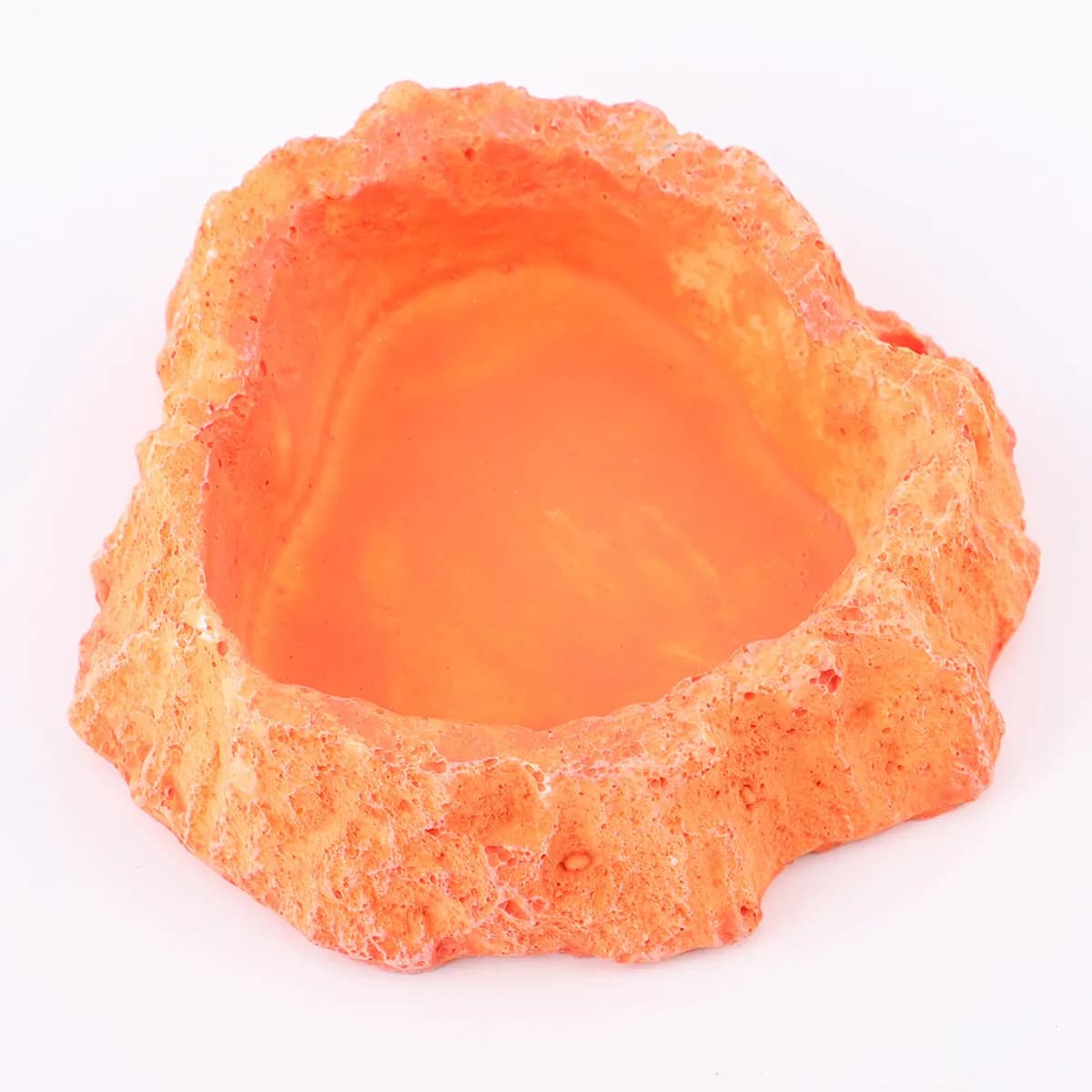Ciotola Premium in Resina per Rettili, Design Simulato, Spessa e Antiscivolo, per Cibo e Acqua, per Lucertole, Tartarughe e Animali Striscianti, Arancione