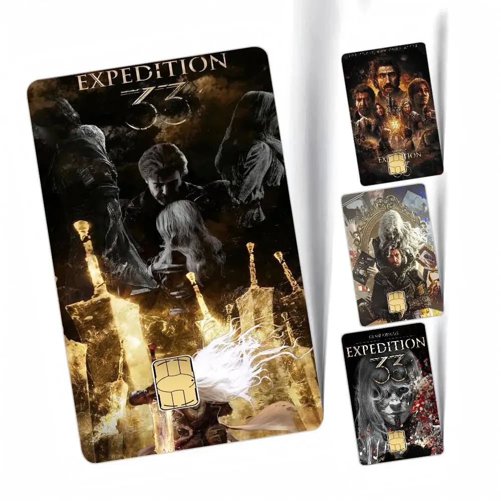 Game Clair O-Obscur E-Expedition 33 4 pezzi 1 set di adesivi impermeabili per carte di credito VISA e carte di accesso al metropolitano
