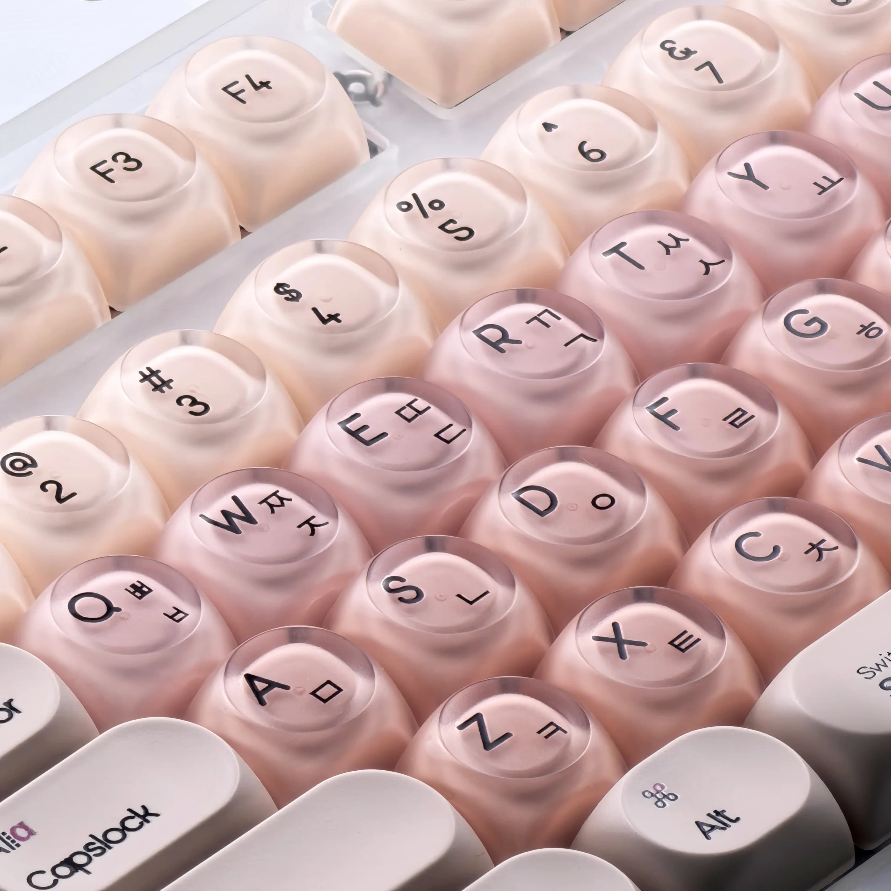 MAIMOOO Keycaps Korean Pink, Set of 136 Taxes, in PBT+PC, Rounds, Carini, for Tastiere Azerty/Francese/Thailand