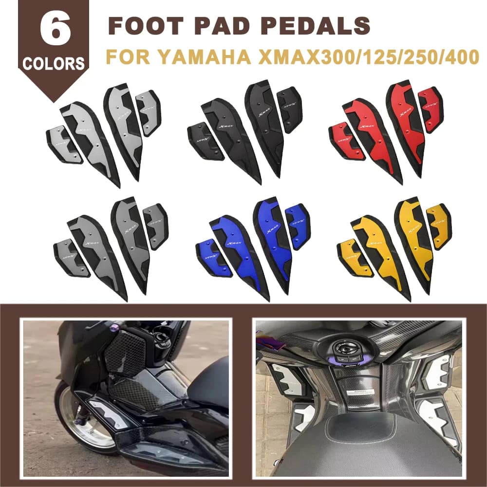 Moto Poggiapiedi Pedane Pastiglie Pedale Poggiapiedi Piastra antiscivolo Per Yamaha XMAX300 X-MAX125 XMAX 300 125 250 400 2017-2023