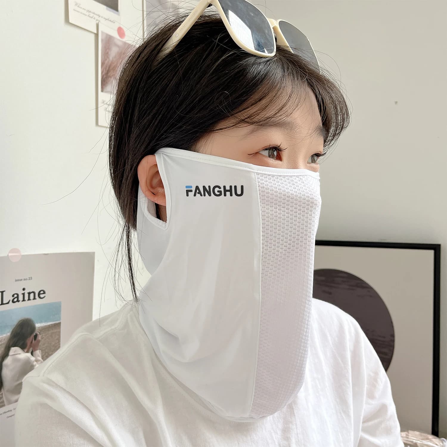 Protezione UV estiva Maschera per protezione solare Sciarpa per il viso Protezione solare per ciclismo Maschera in seta di ghiaccio Copertura per il viso Copertura avvolgente per il collo Respirare senza traccia Sottile