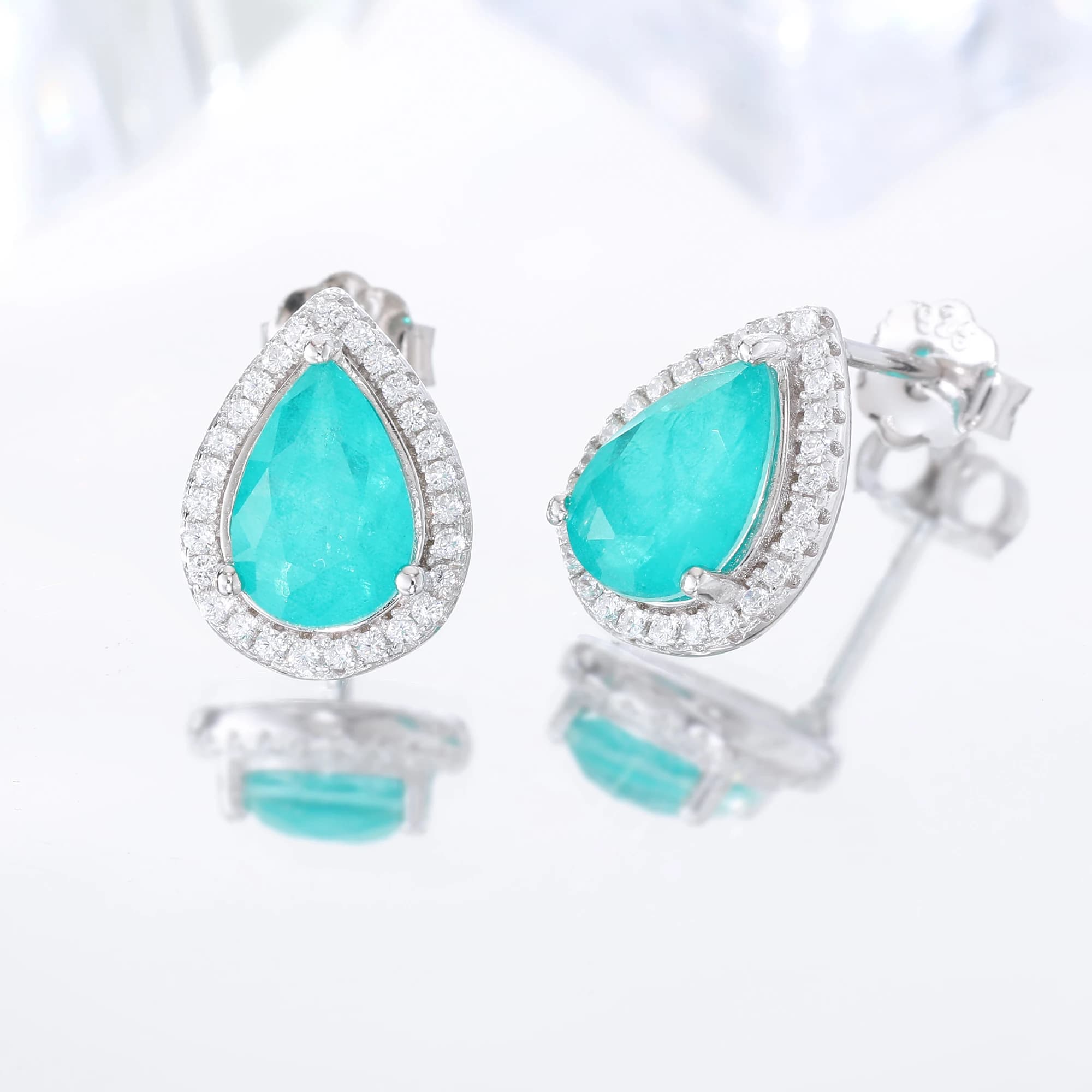 925 Sterling Silver Earrings with 6*9 mm fused zircons