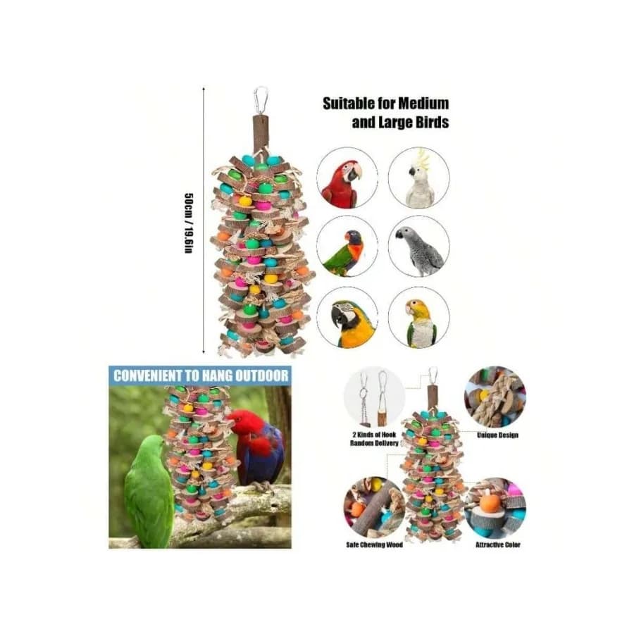 【Nuovo Stile】Giocattoli per Pappagalli di Grandi Dimensioni, Blocchi di Legno Multicolore per Masticare, per Gabbie di Pappagalli, Macaw, Cacatua, Pappagalli Africani e di Grandi Dimensioni