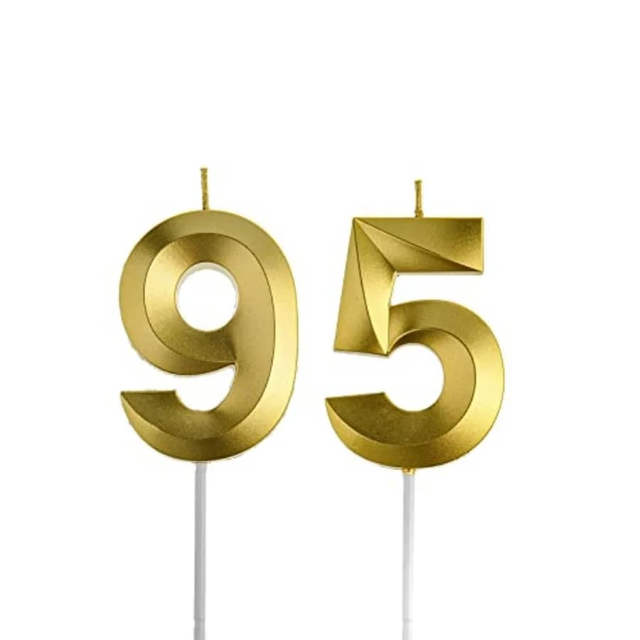 Gold 95th and 59th Birthday Candles, Gold Number 95 59 Cake Topper for Birthday Decorations Party Decoration