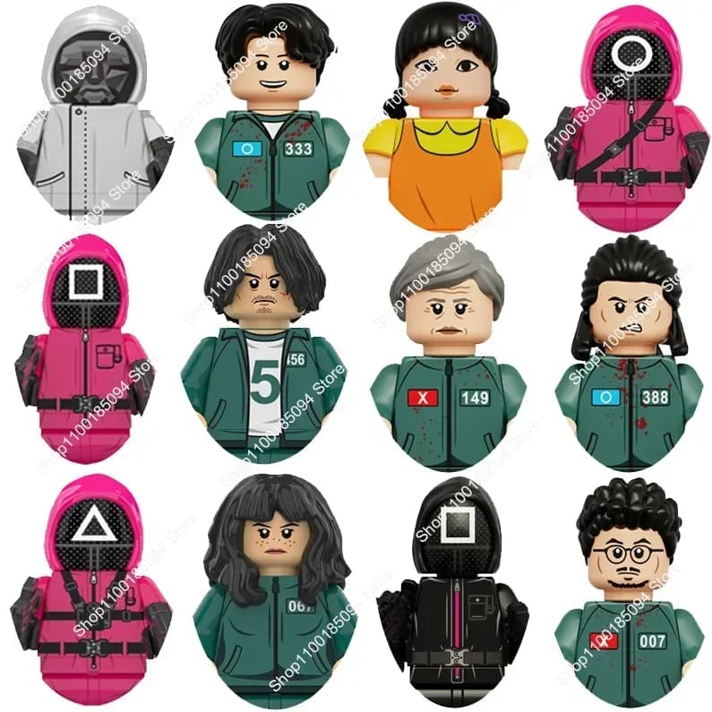 Hot Toys Squid Game Anime Cartoon TV Mattoncini Giocattolo Bambole Blocchi da Costruzione Giocattoli da Assemblare Minifigure Modellini Regali di Natale per Bambini