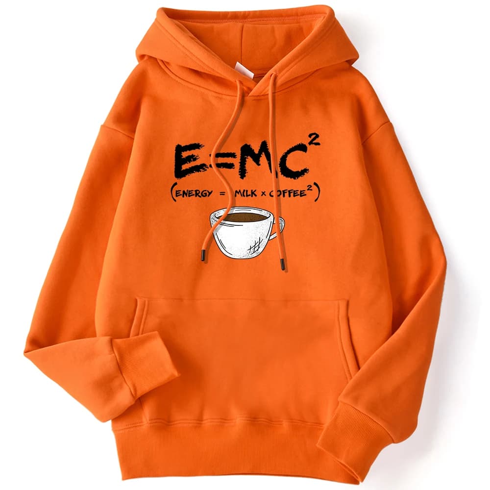 Felpe con cappuccio donna autunno inverno Energy = Milk + Coffee Pullover stampato felpe con tasche larghe traspiranti divertenti vestiti Casual da donna