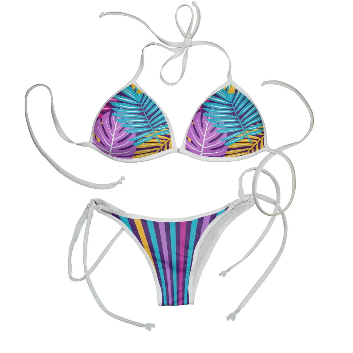 New triangle bikini backless new sexy hot women's high quality 3D printing beach summer swimsuit B6