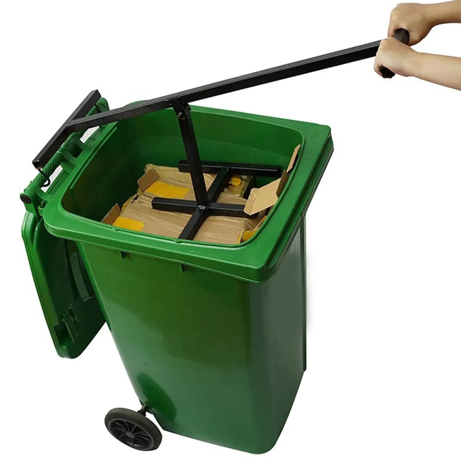 Strumento compattatore per rifiuti manuale Strumento per bidone della spazzatura per compensazione in ferro robusto e resistente, compattatore efficiente per bidone della spazzatura touchless